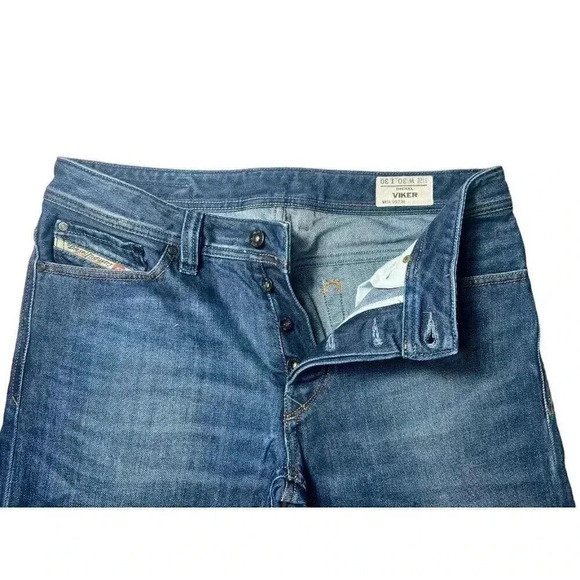 Diesel Viker Regular Straight Fit Blue Distressed Jeans Mens 30x30 - Picture 5 of 11